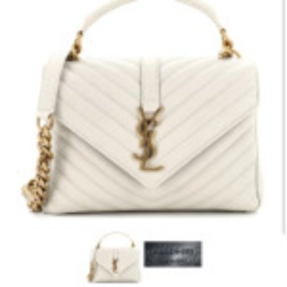 Saint Laurent College Medium Flap Top-Handle Bag (WHITE) - Excellent Condition - Picture 1 of 4